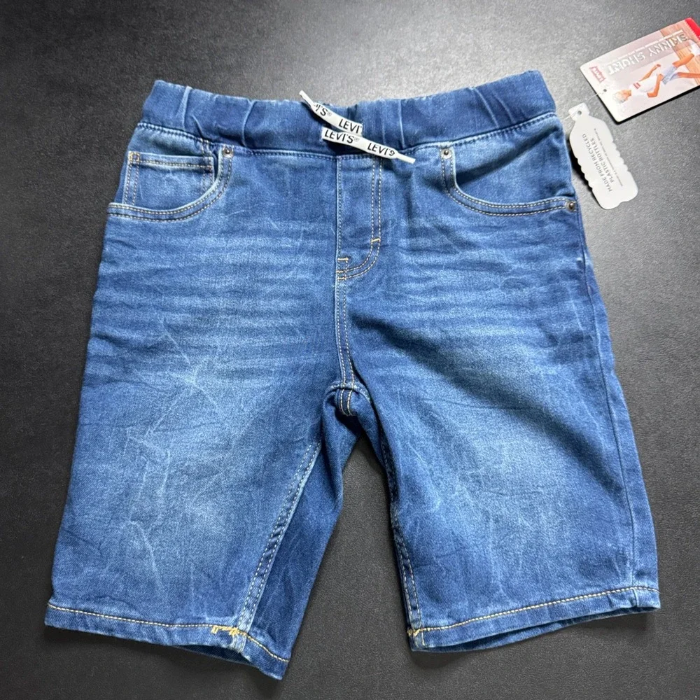 Levi's Boys Medium Pull On Knit Waistband Skinny Fit Denim‎ Jean Shorts